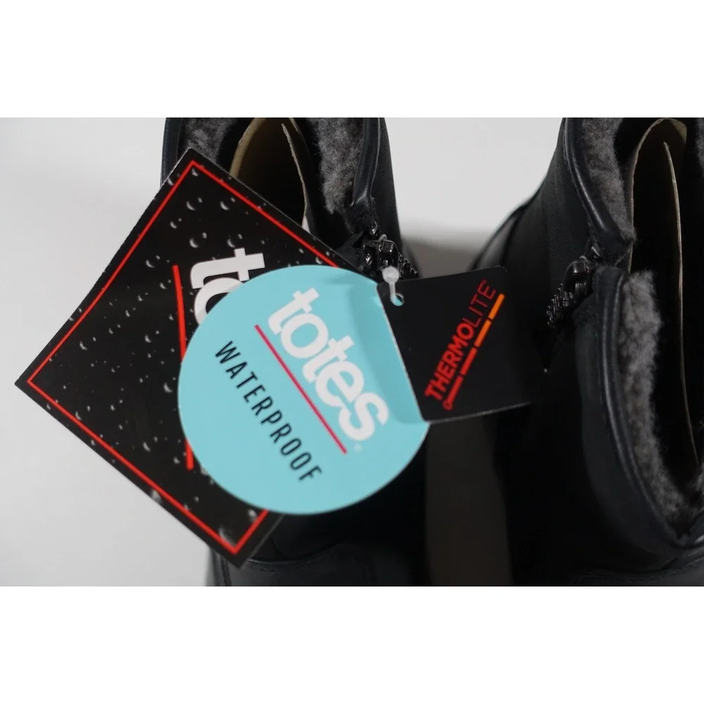 Totes Men Commuter Boots Size 13 M Black Waterproof Inside Zipper Thermolite